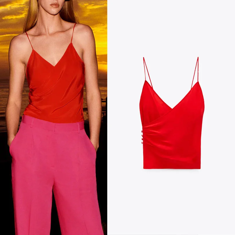 Женский Атласный топ на бретельках Za, красный пикантный топ с открытой спиной и V-образным вырезом, майка с боковыми пуговицами и рюшами, лет...
Женский Атласный топ на бретельках Za, красный пикантный топ с открытой спиной и V-образным вырезом, майка с боковыми пуговицами и рюшами, лет...