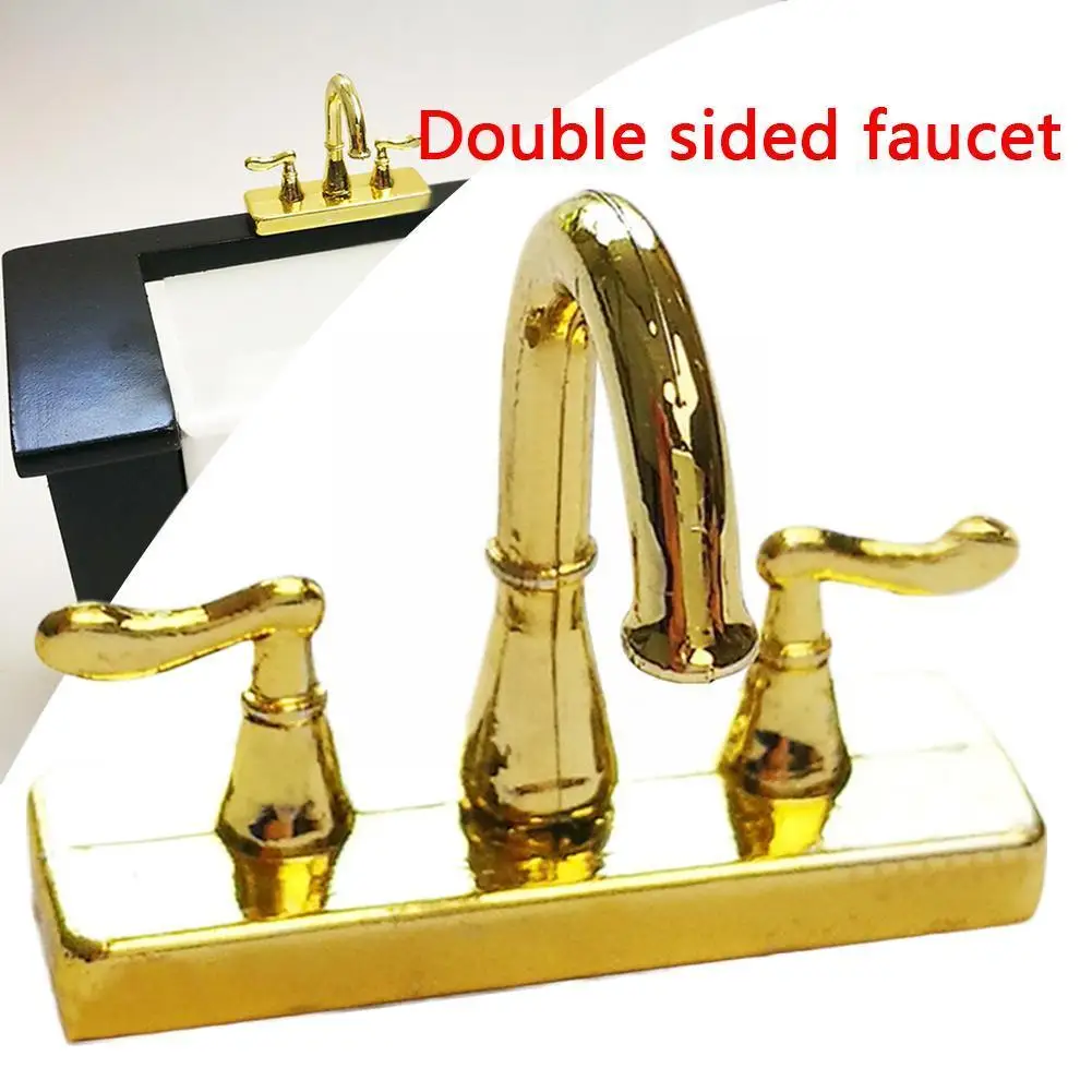 Mini Alloy Bathtub Faucet Simulation Water Tap 1/12 Model Decoration Dollhouse House Toys Miniature For Dolls S0I0