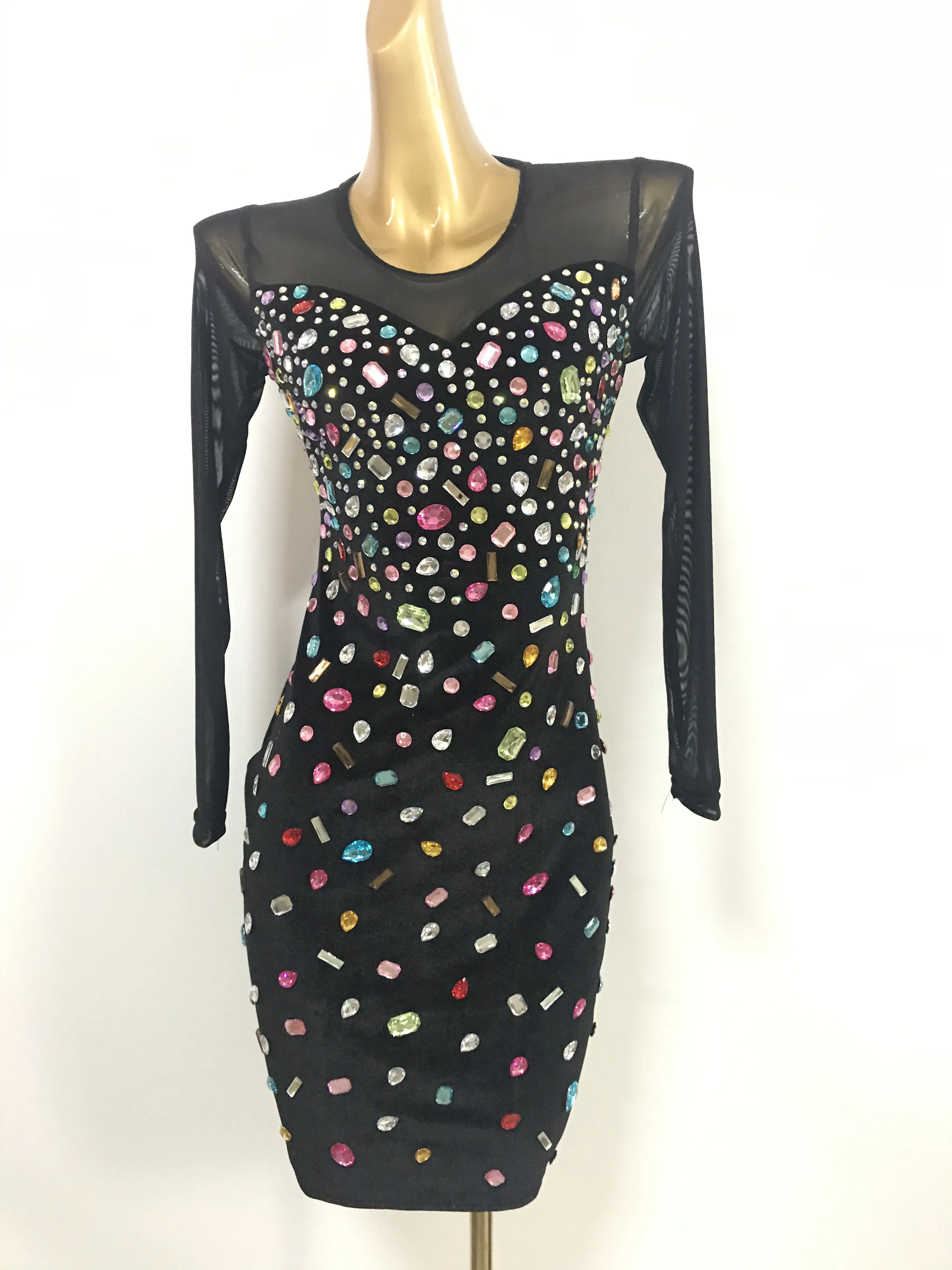 Long Sleeve Multi-color Rhinestone Black Dress Bar Women Dance Party Outfit Prom Birthday Celebrate Velvet Short Dress
Long Sleeve Multi-color Rhinestone Black Dress Bar Women Dance Party Outfit Prom Birthday Celebrate Velvet Short Dress