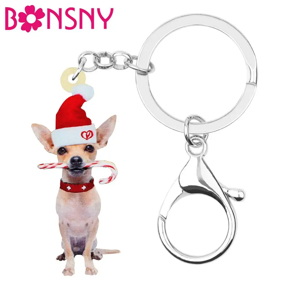 Bonsny Acrylic Christmas Hat Chihuahua Dog Candy Cane Key chains Animal Key Ring Bag Car Purse Keychain For Women Girls Men Gift
Bonsny Acrylic Christmas Hat Chihuahua Dog Candy Cane Key chains Animal Key Ring Bag Car Purse Keychain For Women Girls Men Gift