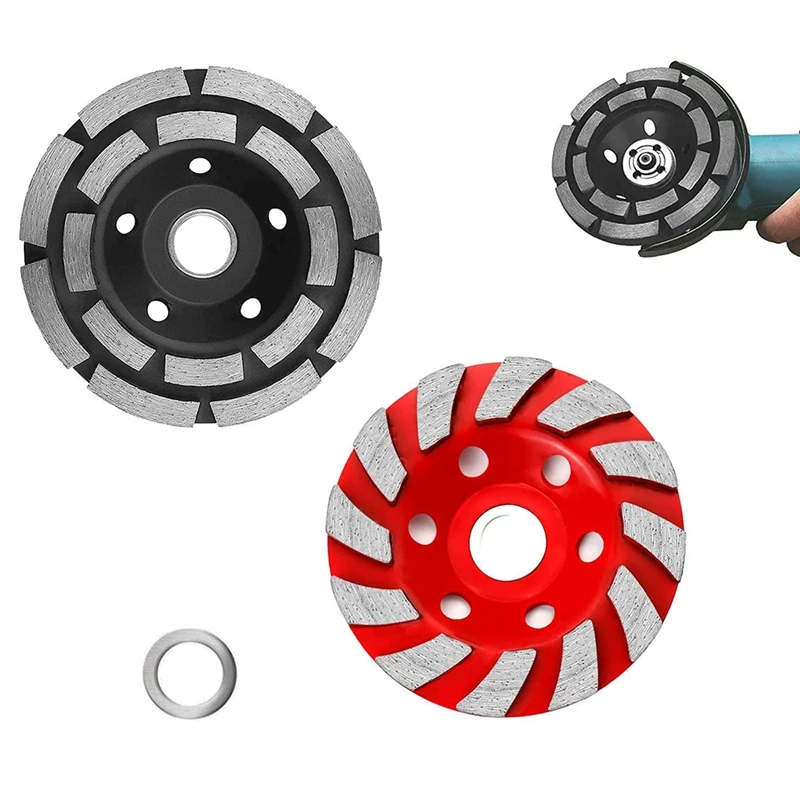 2Pcs 4Inch Diamond Cup Grinding Wheel Concrete Sanding Discs 12 Segments Heavy Duty Angle Grinder Wheels (BLACK+RED) | Инструменты