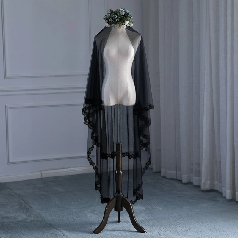 Wedding Bridal Veil Delicate Lace Edge One Layer Long Drop Tulle Cathedral Length Black Chapel Veils 2 Styles 45BC
Wedding Bridal Veil Delicate Lace Edge One Layer Long Drop Tulle Cathedral Length Black Chapel Veils 2 Styles 45BC