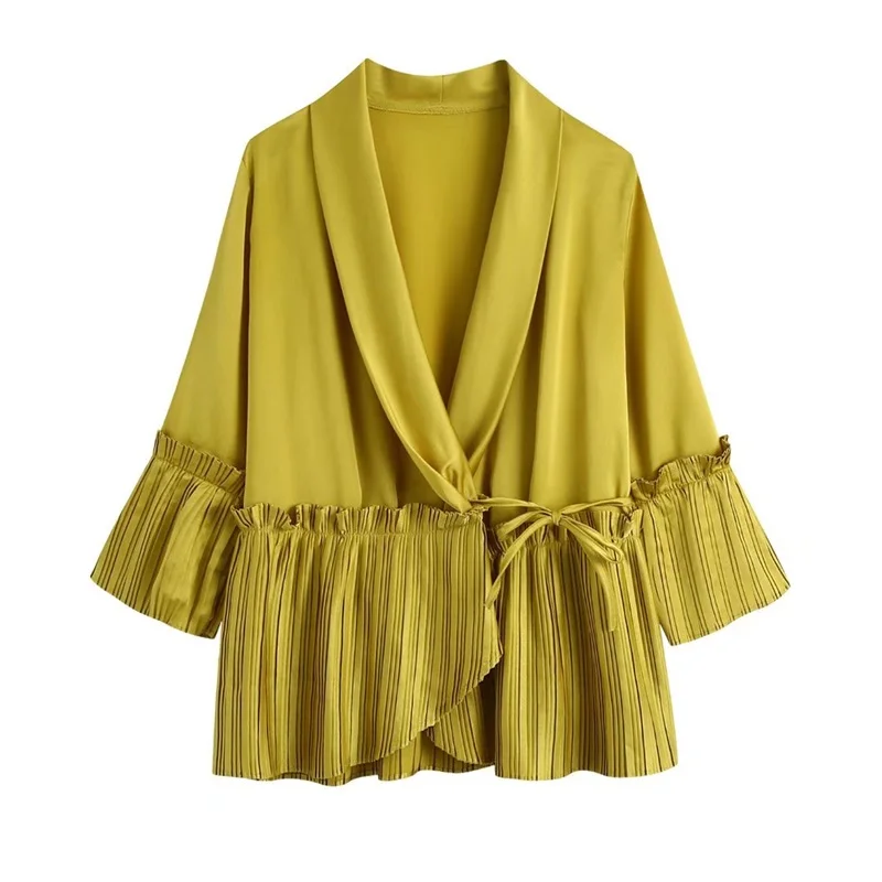 TRAF Women 2022 Fashion With Belt Ruffled Cozy Wrap Blouses Vintage V Neck Three Quarter Sleeve Female Shirts Blusas Streetwear
TRAF Women 2022 Fashion With Belt Ruffled Cozy Wrap Blouses Vintage V Neck Three Quarter Sleeve Female Shirts Blusas Streetwear
