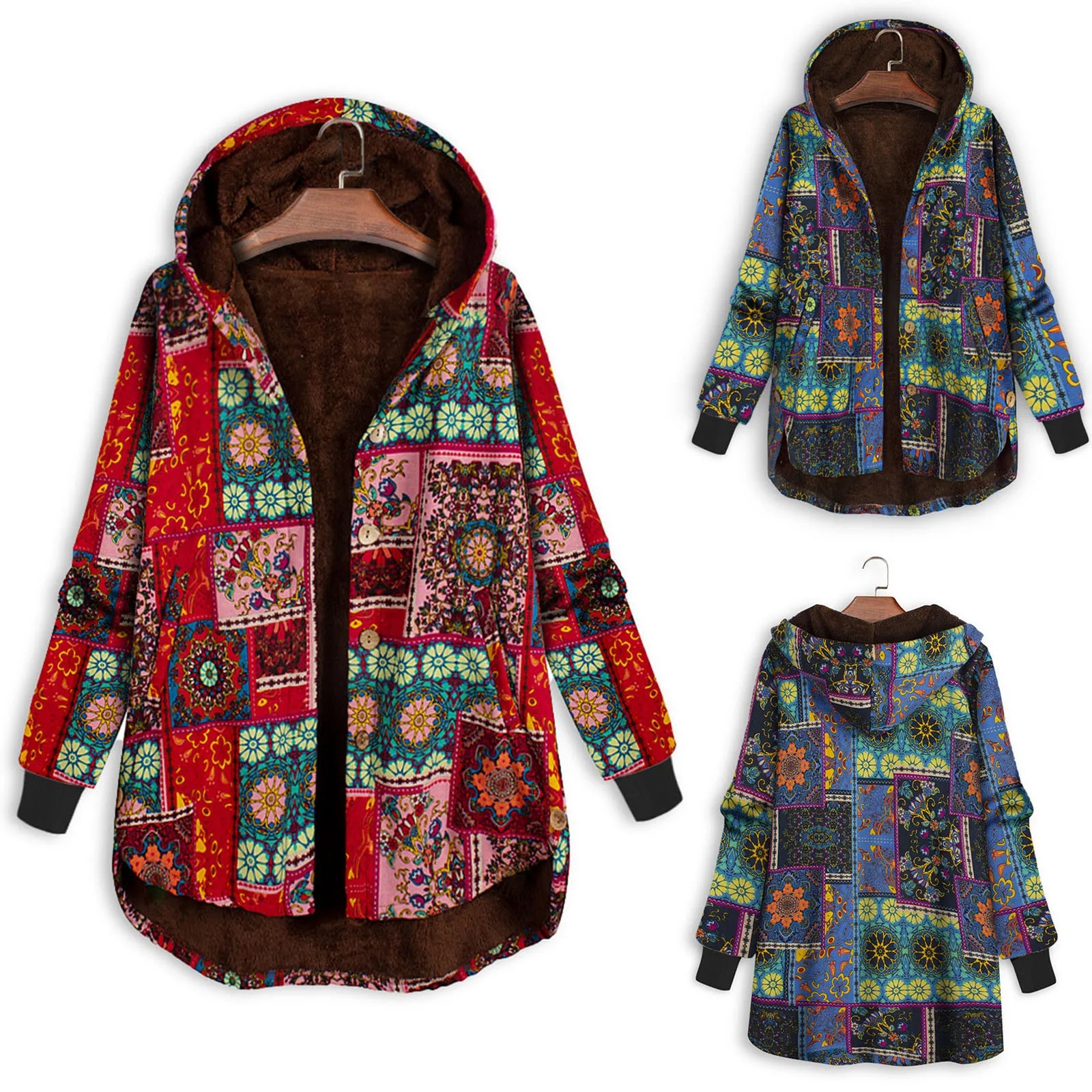 Women's Retro Color Printed Outwear Casual Zipper Fashion Pockets Hooded Long Sleeve Long Coat Plush Lined Jacket
Women's Retro Color Printed Outwear Casual Zipper Fashion Pockets Hooded Long Sleeve Long Coat Plush Lined Jacket