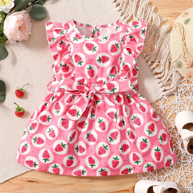 Strawberry Dress for Girls Summer Clothing Princess Dresses Toddler Girl Flying Sleeve Party Dress Belt Sundress Ruffle vestidos
Strawberry Dress for Girls Summer Clothing Princess Dresses Toddler Girl Flying Sleeve Party Dress Belt Sundress Ruffle vestidos