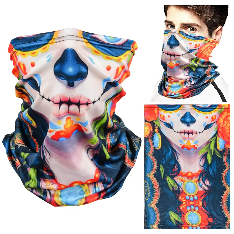 

Skull Printed Neck Tube Ski Scarf Motorcycle Balaclava Cycling Bicycle Anti-UV Anti-dust Headwear Outdoor Ride Neck Mask for Men