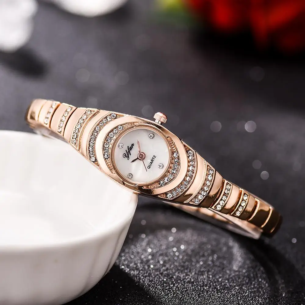 2 шт./компл. модные женские часы тонкие Стразы Серебряные браслет для женщин