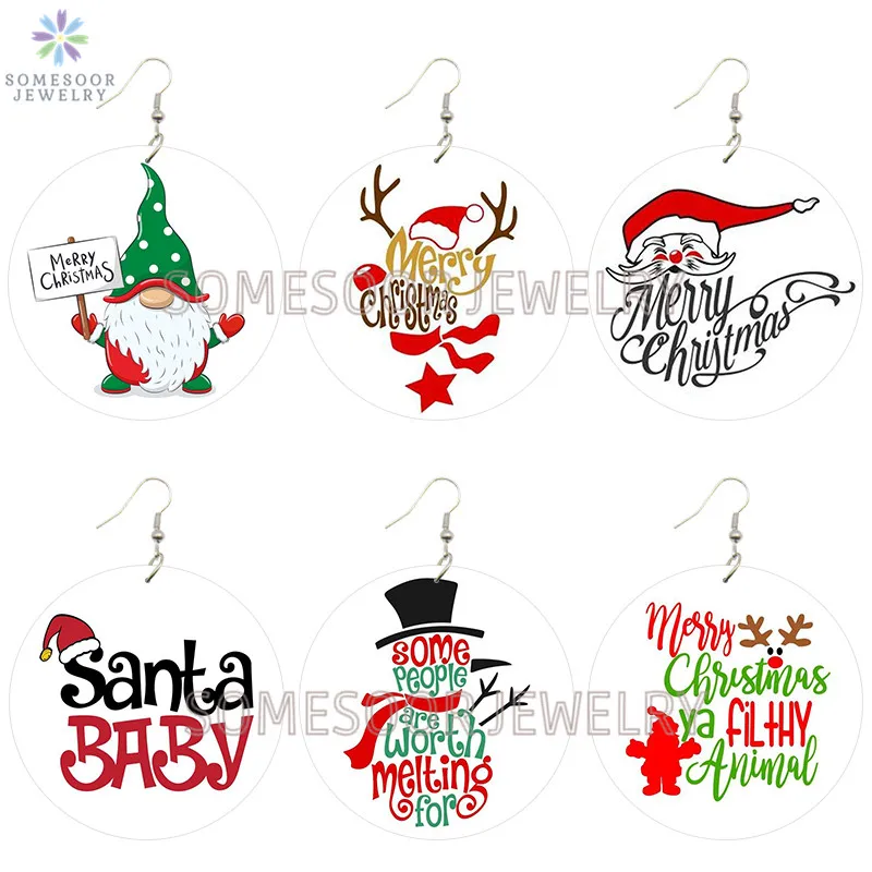 SOMESOOR Merry Christmas Decoration Wooden Drop Earrings Cute Santa Baby Animal Elk Snowman Loops Dangle For Women Girls Gifts
SOMESOOR Merry Christmas Decoration Wooden Drop Earrings Cute Santa Baby Animal Elk Snowman Loops Dangle For Women Girls Gifts