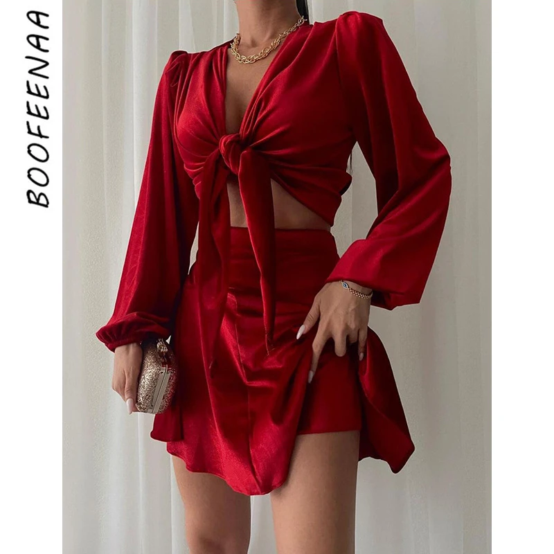 Сексуальный элегантный комплект BOOFEENAA из двух предметов с юбкой и топом для новогодвечерние, бархатное короткое платье с длинным рукавом, ж...
Сексуальный элегантный комплект BOOFEENAA из двух предметов с юбкой и топом для новогодвечерние, бархатное короткое платье с длинным рукавом, ж...