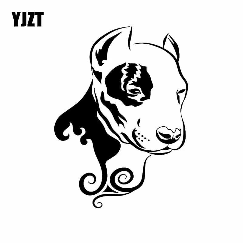 YJZT 12x16 2 см собака питбуль животное орнамент мультфильм Племенной виниловая