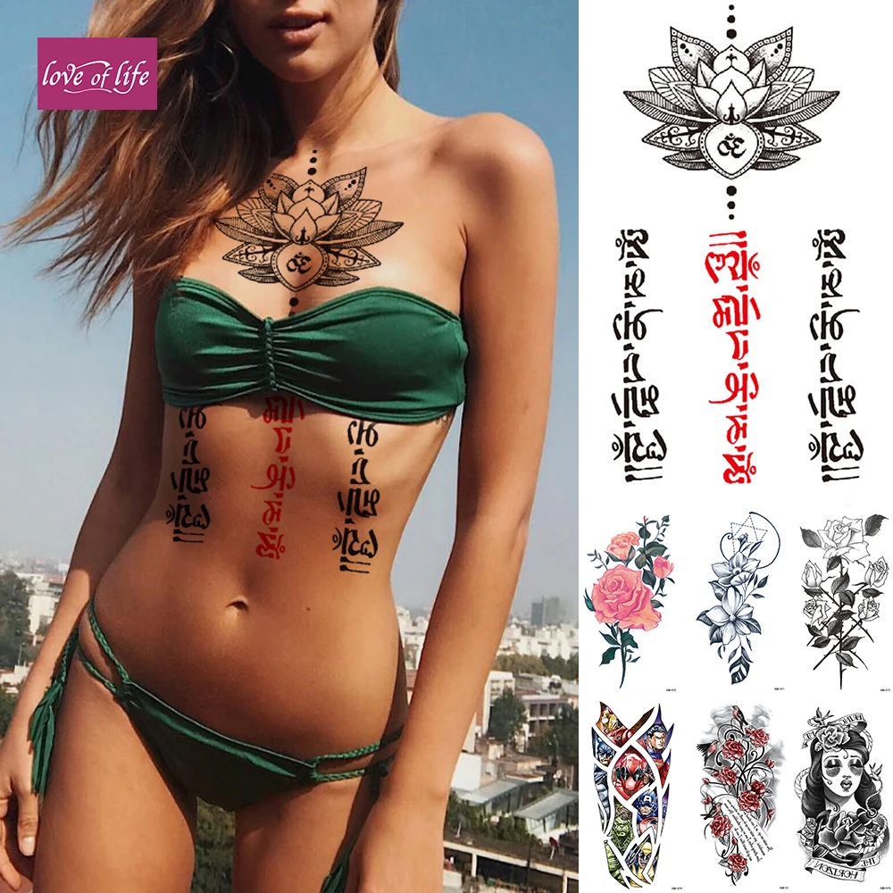1PCS Waterproof Temporary Tattoo Sticker Sanskrit Lotus Flash Tattoos Flowers Rose Lace Totem Body Art Arm Fake Tatoo Women Men
1PCS Waterproof Temporary Tattoo Sticker Sanskrit Lotus Flash Tattoos Flowers Rose Lace Totem Body Art Arm Fake Tatoo Women Men