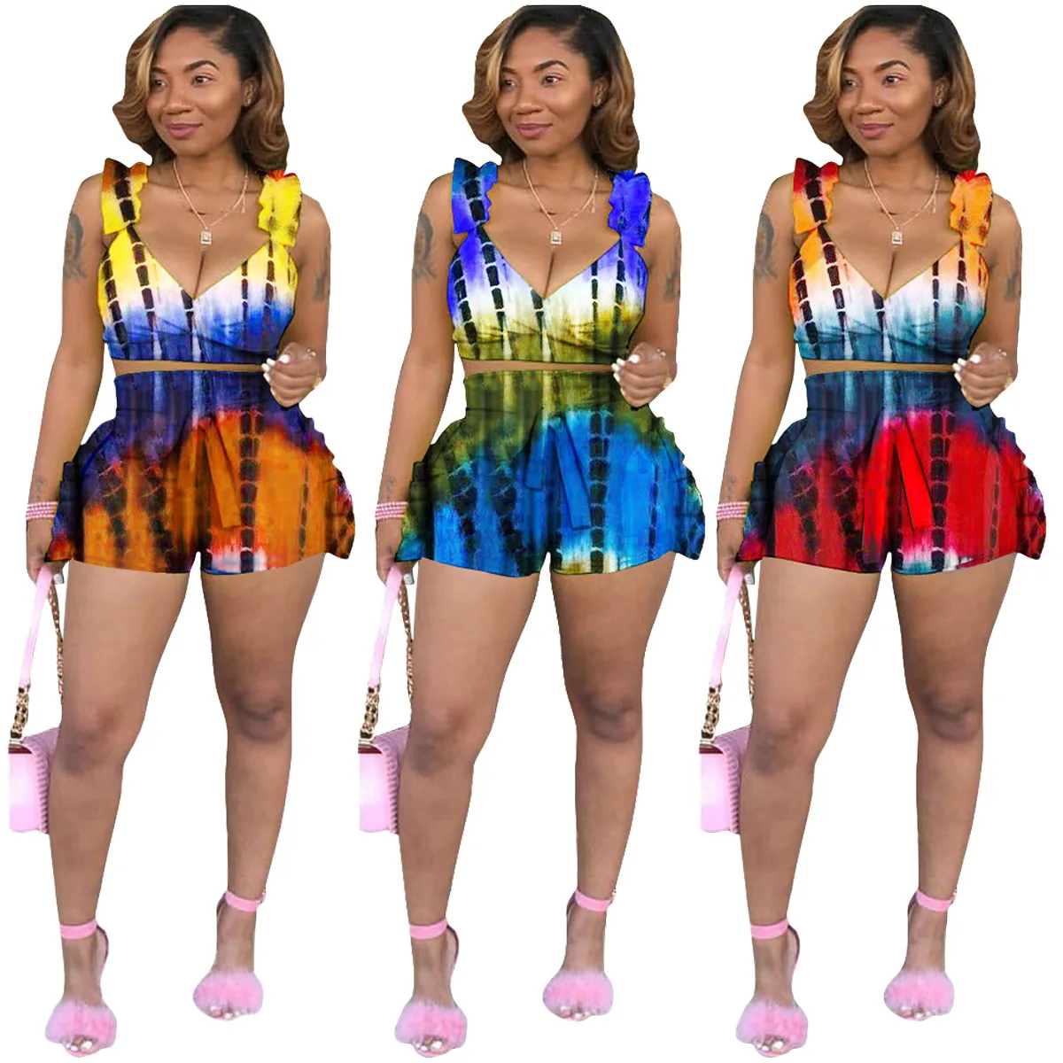 Ursuper 2021 Summer European and American Style Sexy Women's Wear Ruffled V Backless Printed Two-Piece Set Print
Ursuper 2021 Summer European and American Style Sexy Women's Wear Ruffled V Backless Printed Two-Piece Set Print