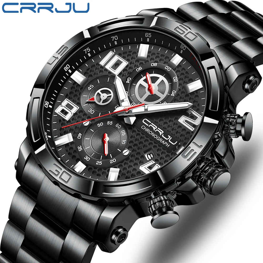 CRRJU Men Watches Luxury Sport Stainless Steel Waterproof Luminous with Big Dial Date Chronograph Watches Relogio Masculino
CRRJU Men Watches Luxury Sport Stainless Steel Waterproof Luminous with Big Dial Date Chronograph Watches Relogio Masculino
