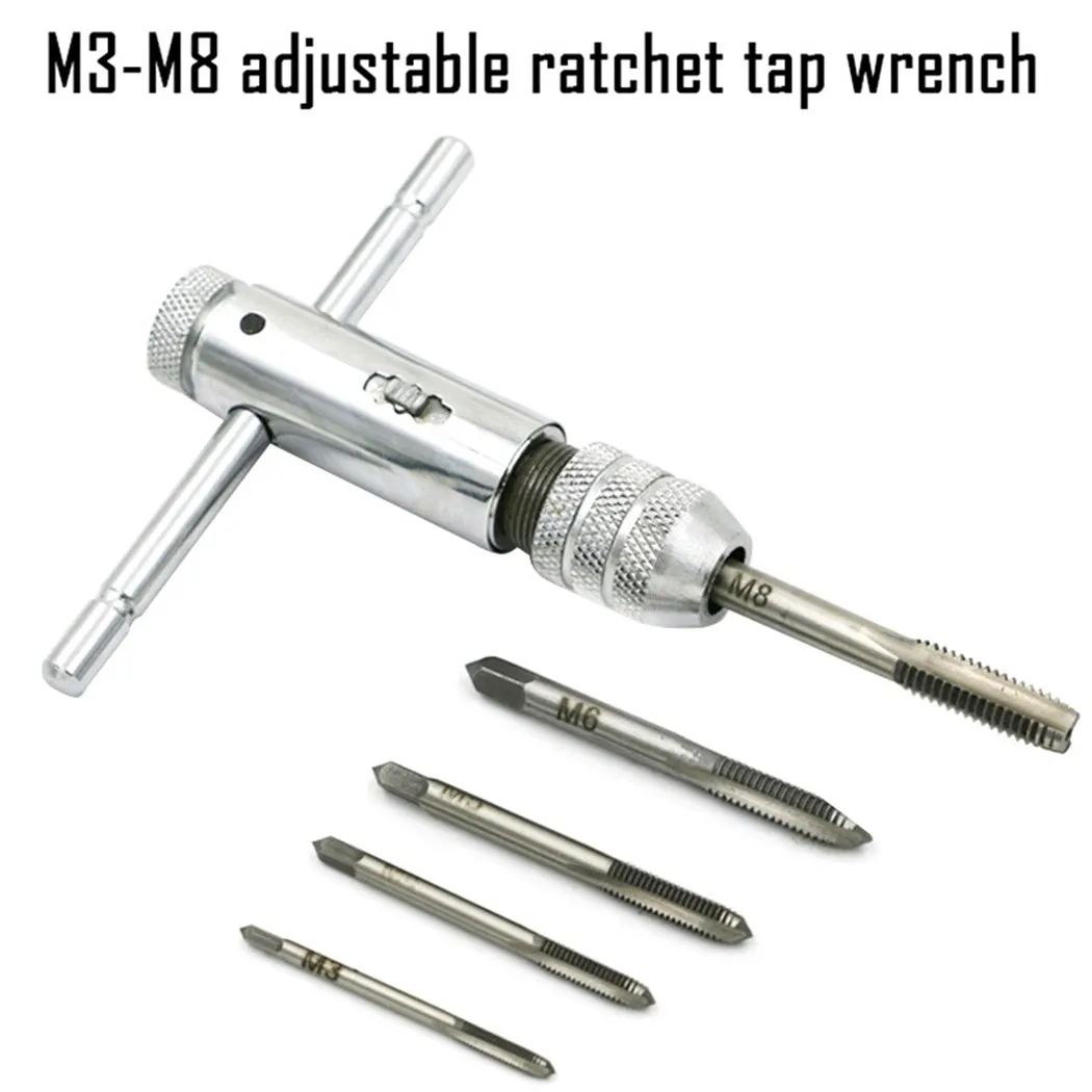 5 Pcs M3-M8 Hand Screw Tap Set & Adjustable T-Handle Ratchet Tap Holder Wrench Plug Tap Machinist Tool Newly
5 Pcs M3-M8 Hand Screw Tap Set & Adjustable T-Handle Ratchet Tap Holder Wrench Plug Tap Machinist Tool Newly