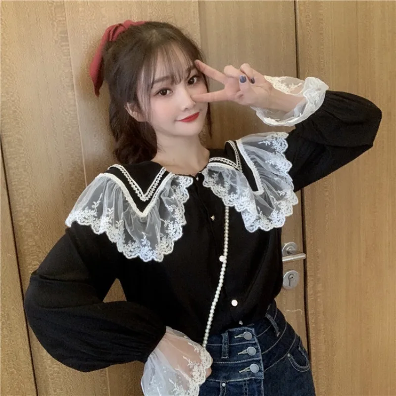 flare sleeve Blouses Peter pan collar spliced lace sweet style Shirts autumn Women's Clothing fashion brand ladies tops hipster
flare sleeve Blouses Peter pan collar spliced lace sweet style Shirts autumn Women's Clothing fashion brand ladies tops hipster
