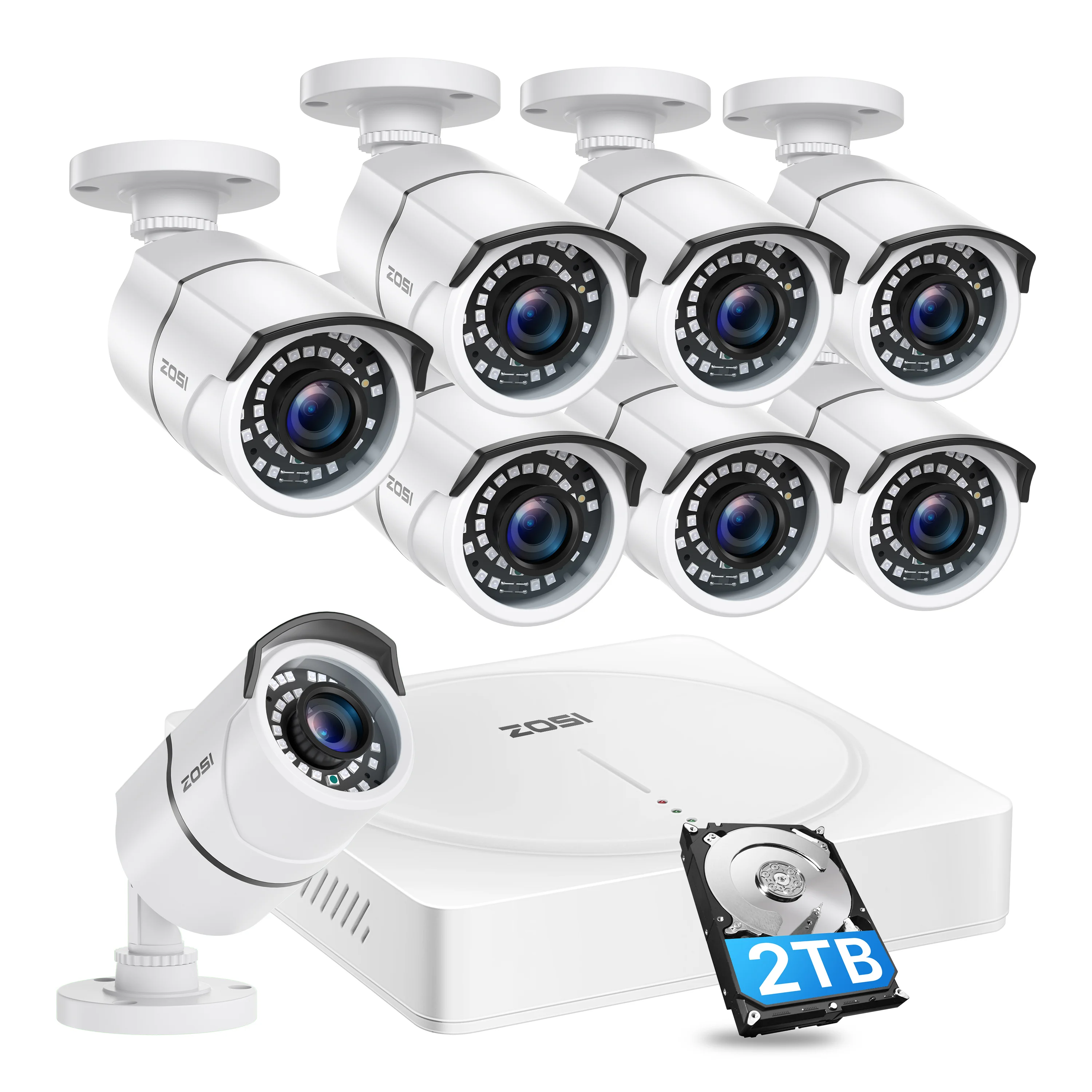 ZOSI 5MP CCTV System 8CH HD-TVI H.265+ Network DVR with 8X 5.0MP HD Outdoor Home Security Video Surveillance Camera System Kit
ZOSI 5MP CCTV System 8CH HD-TVI H.265+ Network DVR with 8X 5.0MP HD Outdoor Home Security Video Surveillance Camera System Kit