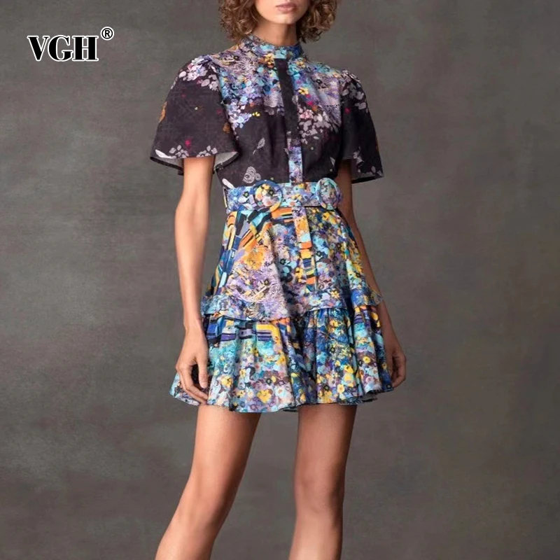 VGH Vintage Print Summer Dress For Women Stand Collar Short Sleeve High Waist Sashes Slim Mini Dresses Females Fashion Style New
VGH Vintage Print Summer Dress For Women Stand Collar Short Sleeve High Waist Sashes Slim Mini Dresses Females Fashion Style New