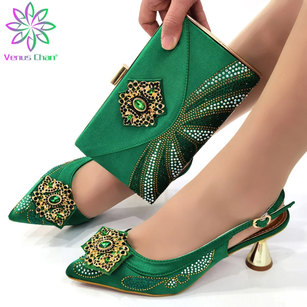 Green Color Italian Shoes with Matching Bags Set Decorated with Rhinestone Matching Shoes and Bag Set African Shoe and Bag Set
Green Color Italian Shoes with Matching Bags Set Decorated with Rhinestone Matching Shoes and Bag Set African Shoe and Bag Set