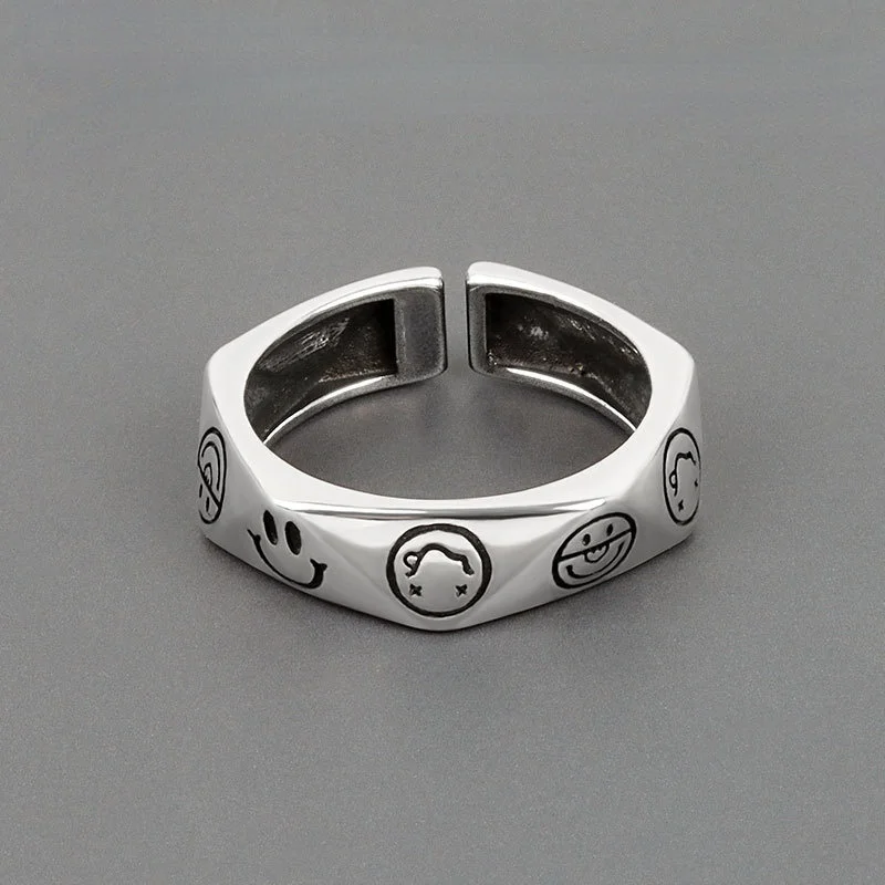 Trend Ring Geometric Smiley Face Female Personality Punk Trend Party Jewelry Decoration
Trend Ring Geometric Smiley Face Female Personality Punk Trend Party Jewelry Decoration