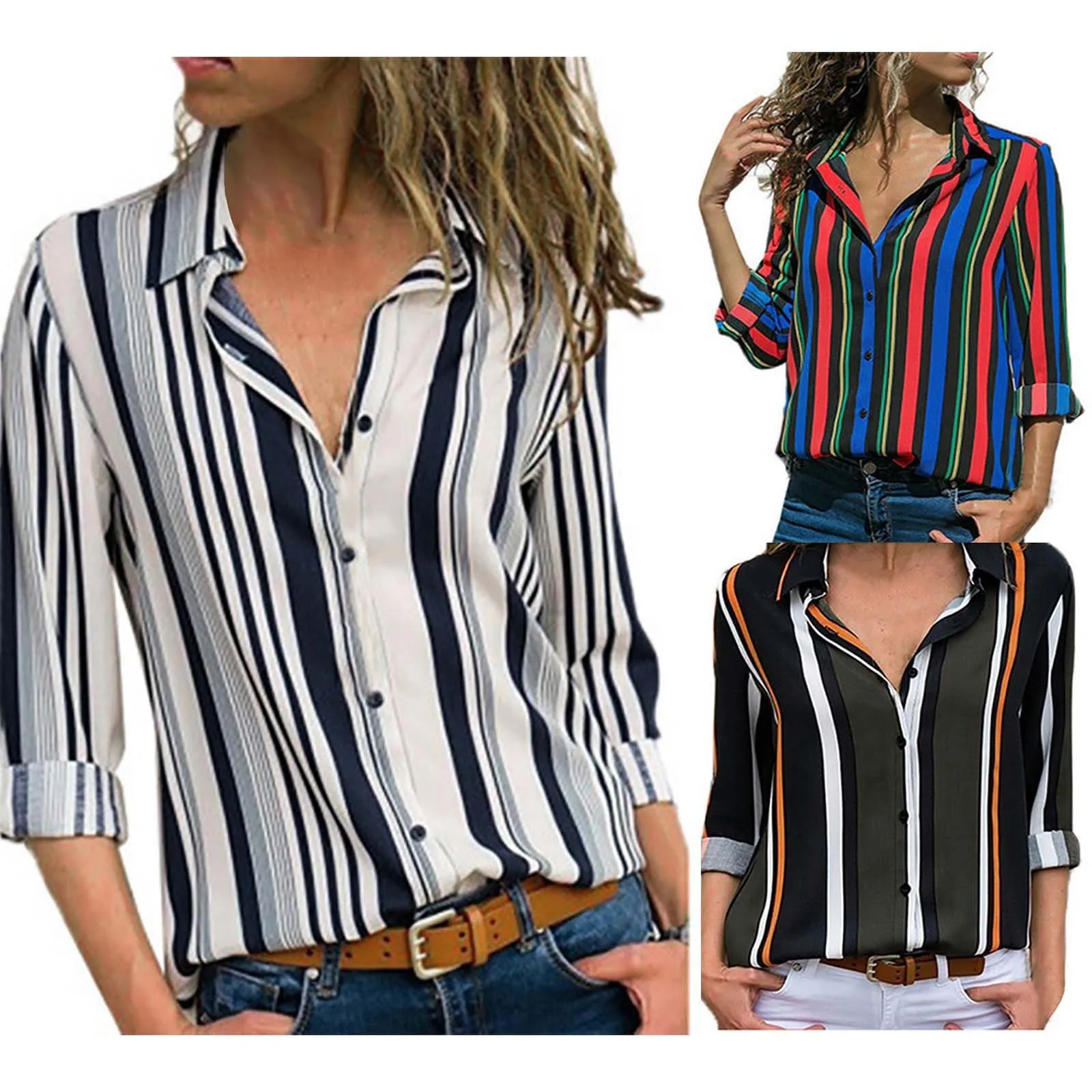 Striped Casual Button Shirt Women Loose Oversize Fall Long Sleeve Streetwear Top Dress Office Blouse ropa mujer блузка женская 
Striped Casual Button Shirt Women Loose Oversize Fall Long Sleeve Streetwear Top Dress Office Blouse ropa mujer блузка женская
