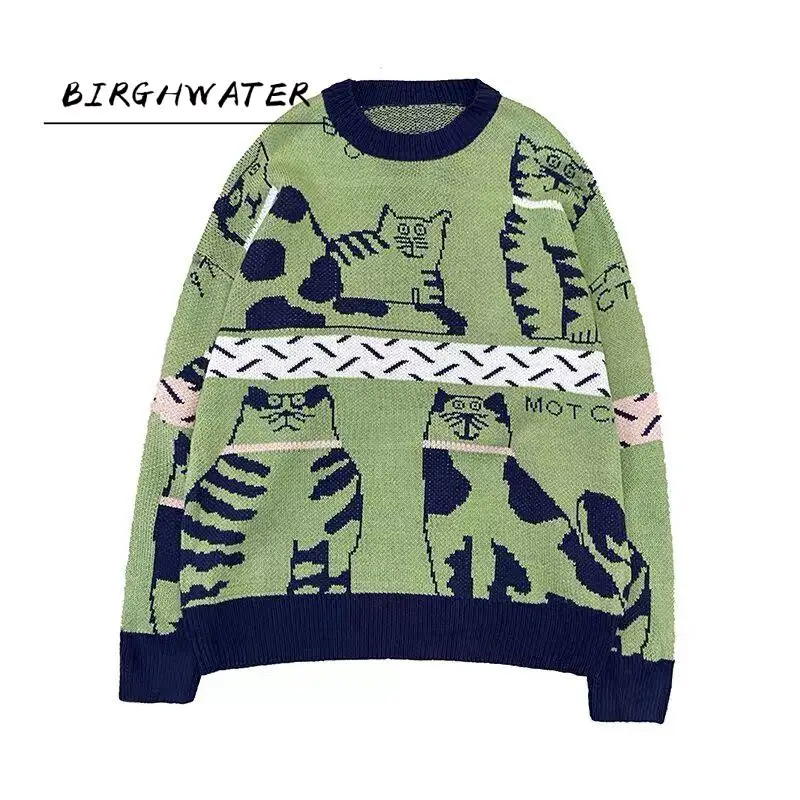 Cartoons Cat Embroidery Knitted Jumper Sweaters Retro Hip Hop Streetwear Harajuku Loose Casual Pullover Fashion Mens Top
Cartoons Cat Embroidery Knitted Jumper Sweaters Retro Hip Hop Streetwear Harajuku Loose Casual Pullover Fashion Mens Top