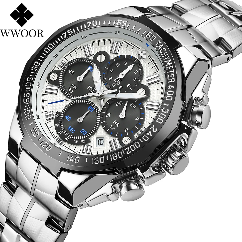 WWOOR Relogio Masculino Fashion Mens Watches 2021 White Stainless Steel Quartz Wrist Watches 3ATM Waterproof Sports Chronograph
WWOOR Relogio Masculino Fashion Mens Watches 2021 White Stainless Steel Quartz Wrist Watches 3ATM Waterproof Sports Chronograph