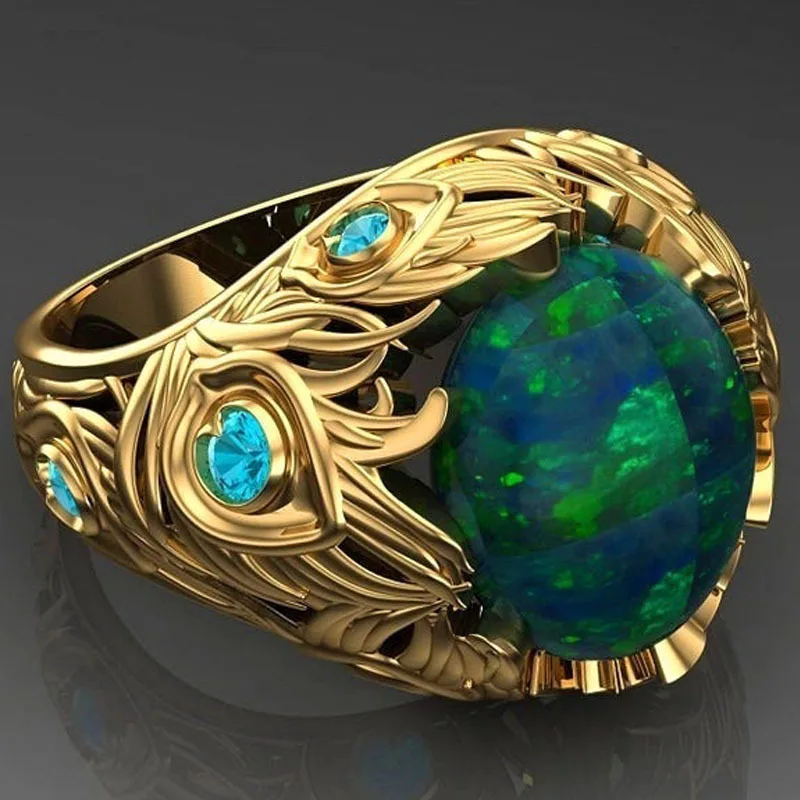 Luxury ExquisiteTurquoise Golden Rings For Women Romantic Banquet Cocktail Ring Peacock Featherrings For Women
Luxury ExquisiteTurquoise Golden Rings For Women Romantic Banquet Cocktail Ring Peacock Featherrings For Women