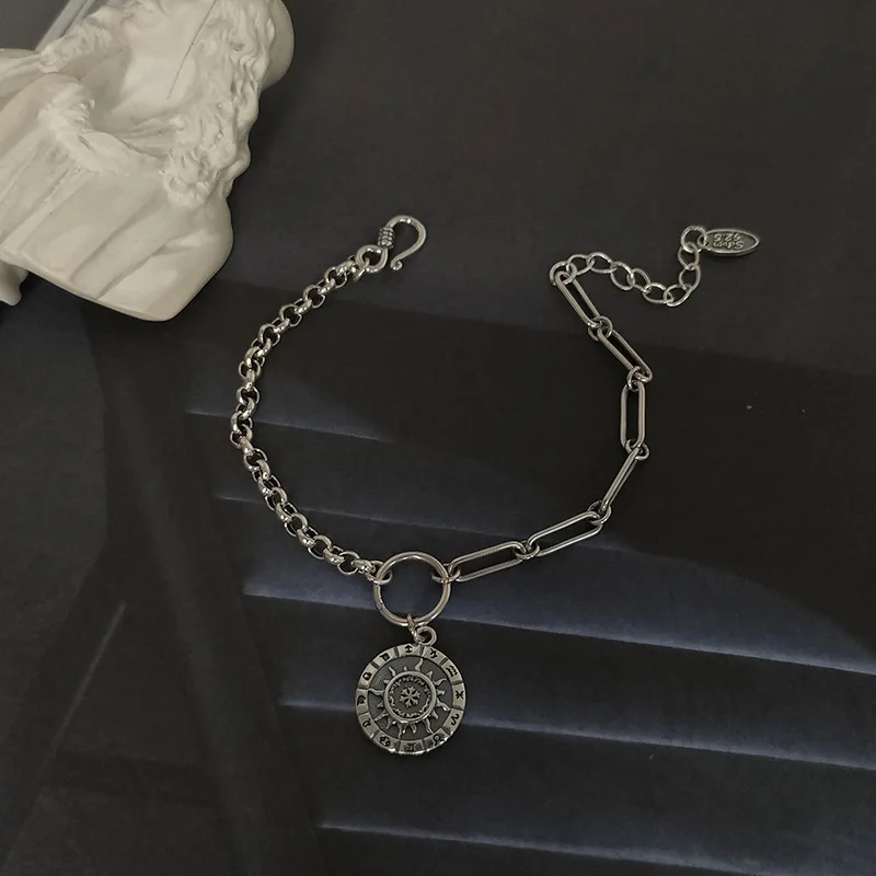 OMHXZJ Wholesale HB53 European Fashion Fine Woman Girl Birthday Party Gift Vintage Round Disc 100% 925 Sterling Silver Bracelet 
OMHXZJ Wholesale HB53 European Fashion Fine Woman Girl Birthday Party Gift Vintage Round Disc 100% 925 Sterling Silver Bracelet