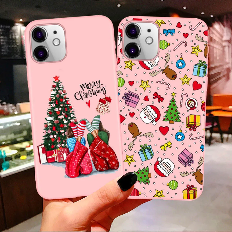 Рождественский чехол Vogue girl для iPhone 11 Pro Max 2021 новый год розовый мягкий SE X 6 6S 7 8 Plus Xs