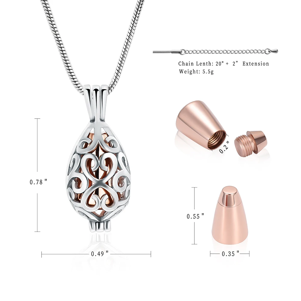 IJD20002 Newest Stainless Steel Cremation Hollow Teardrop Shape Pendant For Ashes Urn Necklace Memorial Keepsake For Jewelry
IJD20002 Newest Stainless Steel Cremation Hollow Teardrop Shape Pendant For Ashes Urn Necklace Memorial Keepsake For Jewelry