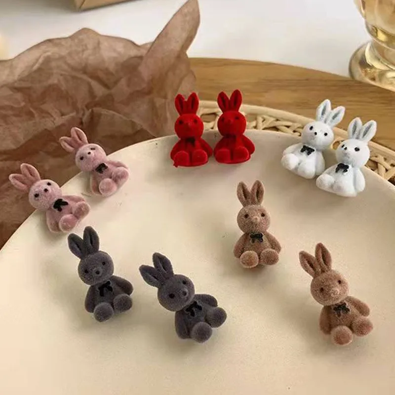Cute Flocking Bunny Bow Earrings Simple Small Fun Women Girl Sweet Temperament Earrings Fashion Ear Jewelry Accessories Gift
Cute Flocking Bunny Bow Earrings Simple Small Fun Women Girl Sweet Temperament Earrings Fashion Ear Jewelry Accessories Gift