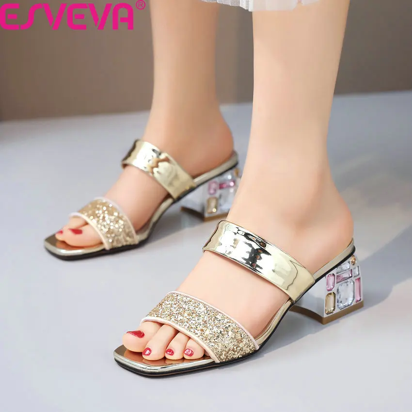 ESVEVA 2020 Sequins PU Leather Ladies Pumps Summer Slingback Fashion Women Shoes Crystal Square High Heel Sandals Big Size 34-43
ESVEVA 2020 Sequins PU Leather Ladies Pumps Summer Slingback Fashion Women Shoes Crystal Square High Heel Sandals Big Size 34-43