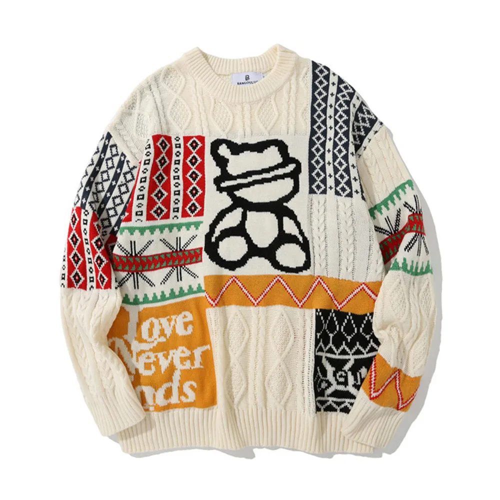 2021 Autumn Bear Jacquard Knitted Sweater Men Women BF Style Loose Casual Vintage Pullover Knitwear Man Top Bottom Sweater Male
2021 Autumn Bear Jacquard Knitted Sweater Men Women BF Style Loose Casual Vintage Pullover Knitwear Man Top Bottom Sweater Male