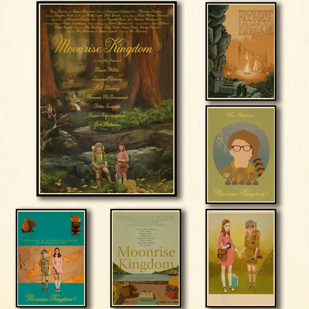 36 дизайнов Wes Anderson фильм Moonrise Kingdom плакат из крафт-бумаги домашняя наклейка