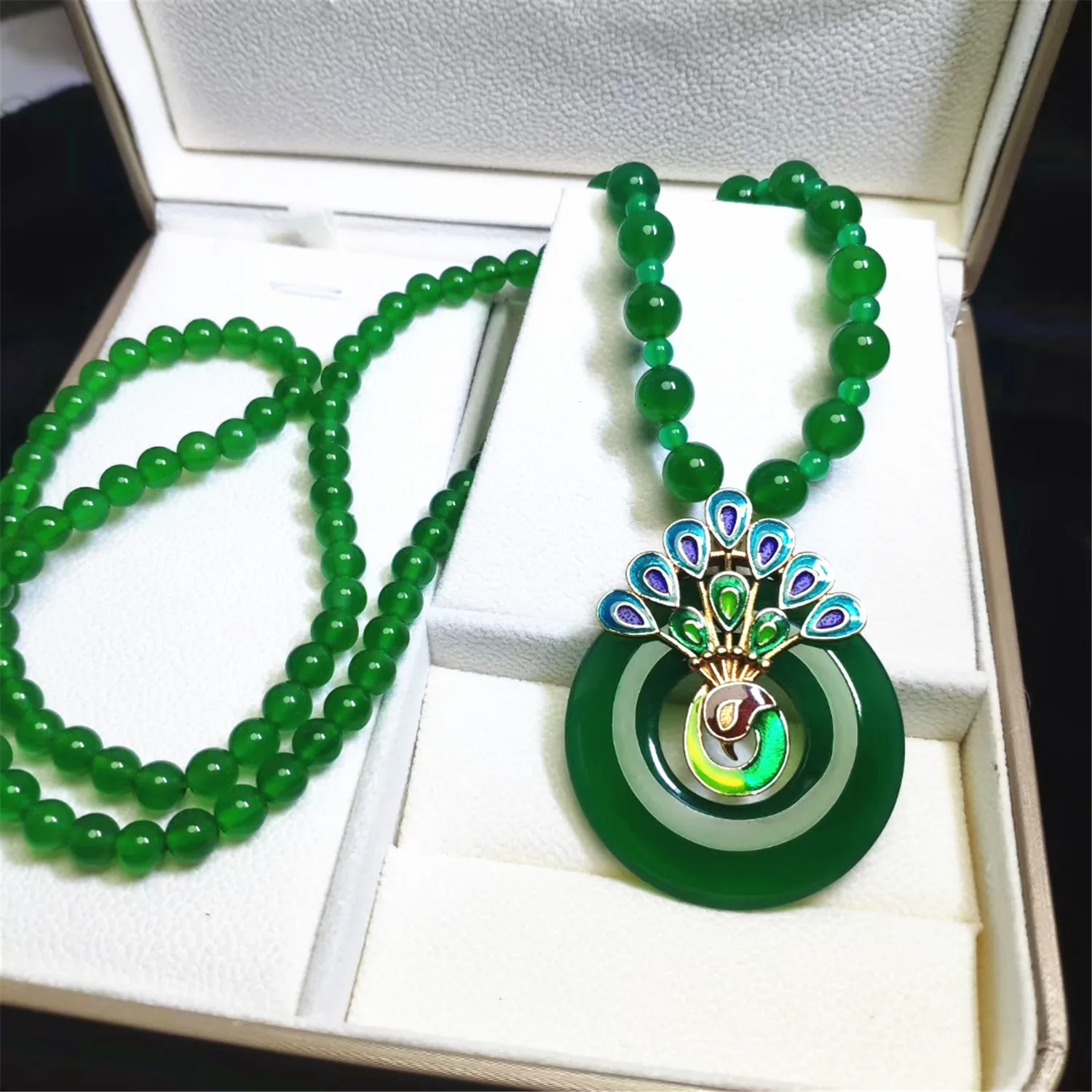 LETSFUN Fine Jewelry Natural Green Jade Gemstone Cloisonne Peacock Pendant Handmade Beads Necklace
LETSFUN Fine Jewelry Natural Green Jade Gemstone Cloisonne Peacock Pendant Handmade Beads Necklace