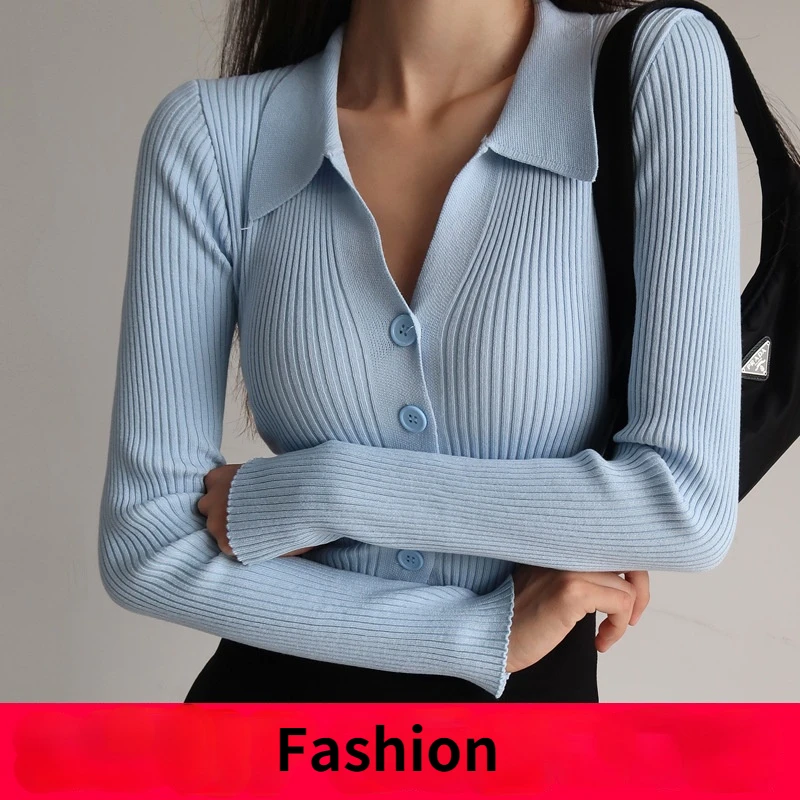 Женский облегающий свитер с лацканами, привлекательный трикотажный кардиган с V-образным вырезом и длинным рукавом, кардиган с лацканами 
Женский облегающий свитер с лацканами, привлекательный трикотажный кардиган с V-образным вырезом и длинным рукавом, кардиган с лацканами