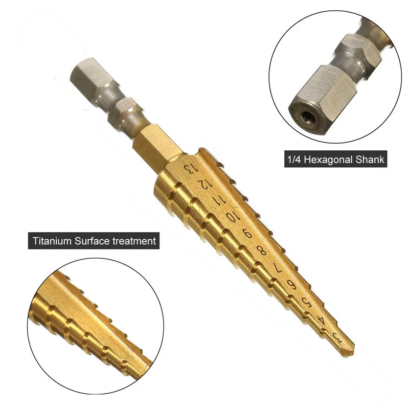 

3-13mm mini drill bit HSS Titanium coated stepped drill Power Tools carbide For Woodworking Wood Metal drill bit