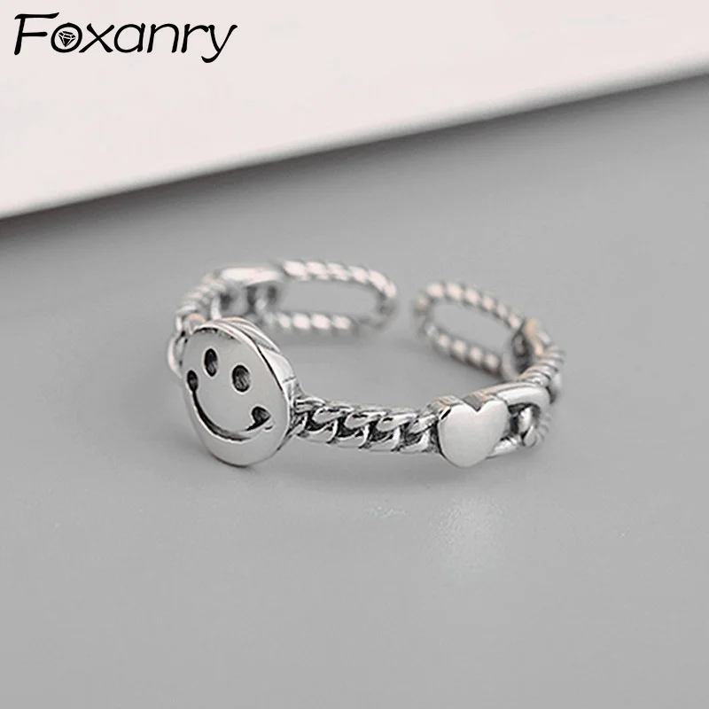 Женское Открытое кольцо Foxanry Винтажное из тайского стерлингового серебра 925