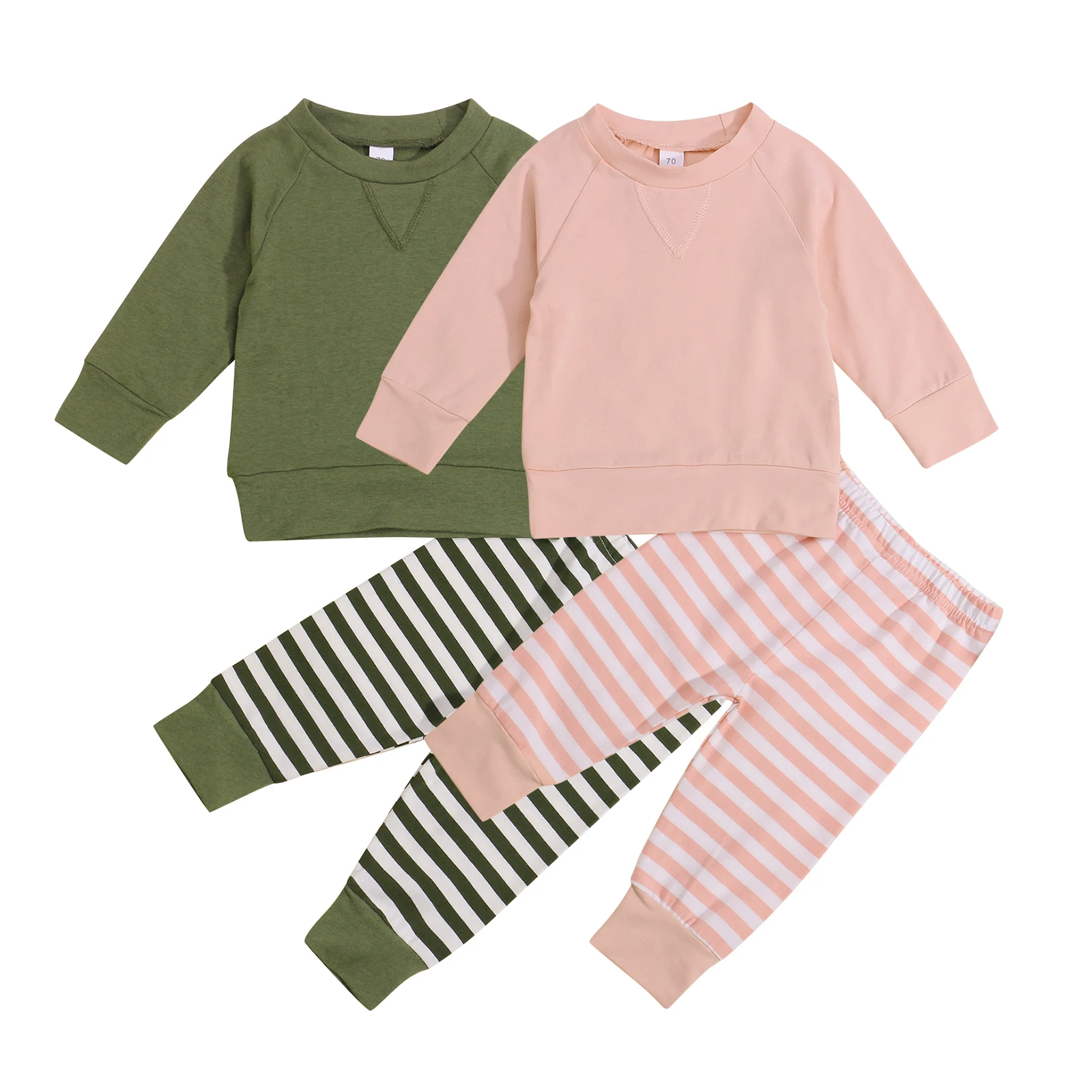 Baby’s Casual T-shirt and Trousers Set Fashion Solid Color Long Sleeve Tops and Stripe Long Pants
Baby’s Casual T-shirt and Trousers Set Fashion Solid Color Long Sleeve Tops and Stripe Long Pants