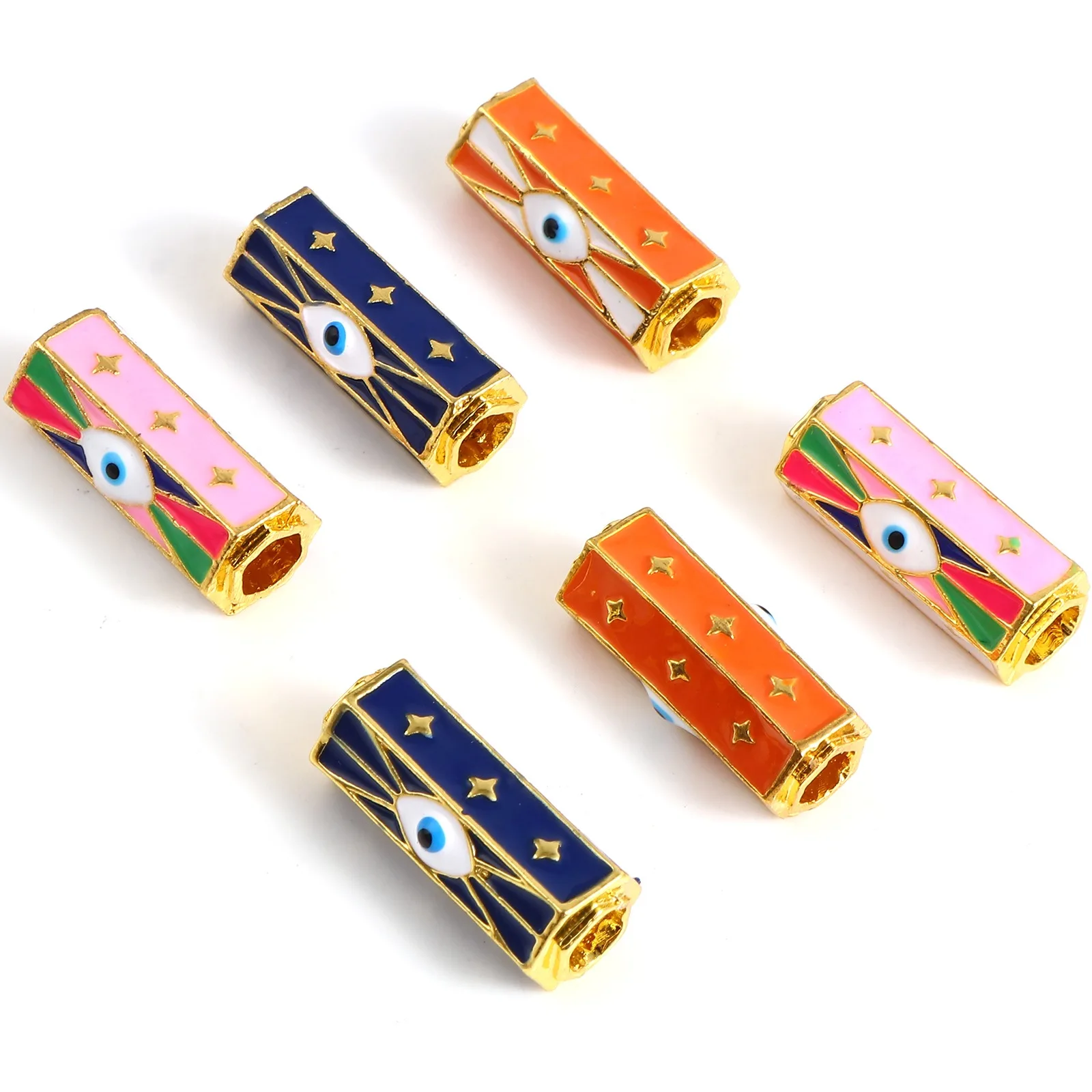 1PC Religious Large Hole Charm Beads Gold Color Metal Multicolor Hexagonal Prism Eye Enamel Beads DIY Bracelets Making Jewelry
1PC Religious Large Hole Charm Beads Gold Color Metal Multicolor Hexagonal Prism Eye Enamel Beads DIY Bracelets Making Jewelry
