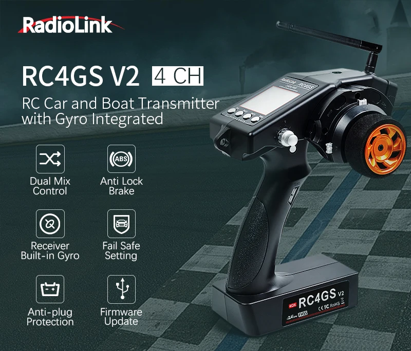 Радиопередатчик и приемник Радиоуправляемый Radiolink RC4GS v3 2 4G 4CH R6FG или R7FG Gyro пульт