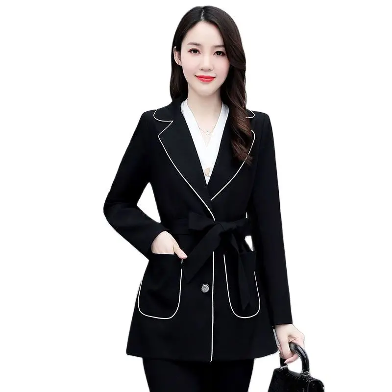 Женский блейзер в Корейском стиле, Модный повседневный блейзер с поясом, куртки в британском стиле для весны и осени, aq1292 
Женский блейзер в Корейском стиле, Модный повседневный блейзер с поясом, куртки в британском стиле для весны и осени, aq1292