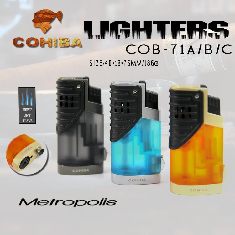 COHIBA Windproof Powerful Triple Torch Lighter BBQ Jet Gas Cigar Lighter Turbo Metal Kitchen Cigar Spray Gun Outdoor Gadgets Man
COHIBA Windproof Powerful Triple Torch Lighter BBQ Jet Gas Cigar Lighter Turbo Metal Kitchen Cigar Spray Gun Outdoor Gadgets Man
