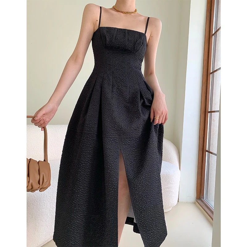 2021 Summer Elegant Black Dress Women Sleeveless Slim Strap Dress Evening Party for Female One Piece Dress Korean Office Lady 
2021 Summer Elegant Black Dress Women Sleeveless Slim Strap Dress Evening Party for Female One Piece Dress Korean Office Lady