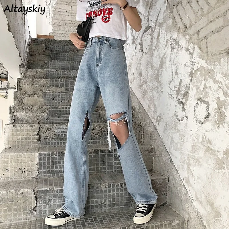 Women Jeans Hole Zippers Mopping Ripped Vintage Denim Trousers Korean Style Design All-match High Waist Baggy-jeans Chic Teens
Women Jeans Hole Zippers Mopping Ripped Vintage Denim Trousers Korean Style Design All-match High Waist Baggy-jeans Chic Teens