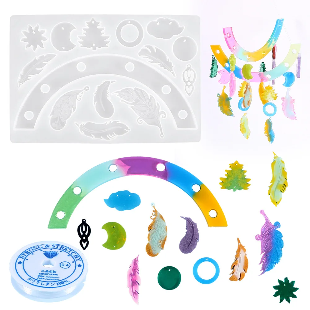 Feather Wind Chime Silicone Mold Crystal Thread DIY Wind-Bell Jewelry Craft Making Epoxy Resin Mold Home Decoration Tools
Feather Wind Chime Silicone Mold Crystal Thread DIY Wind-Bell Jewelry Craft Making Epoxy Resin Mold Home Decoration Tools
