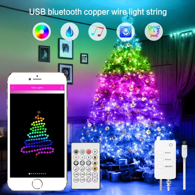 LED Fairy Light Christmas Decoration String Lights Bluetooth APP Intelligent Control Garland New Year Home Decor Holiday Light 
LED Fairy Light Christmas Decoration String Lights Bluetooth APP Intelligent Control Garland New Year Home Decor Holiday Light