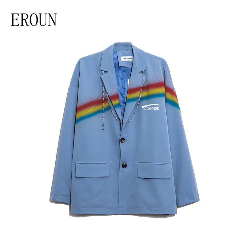 Blazer Women 2021 Spring Rainbow Print Small Suit Female Trend Cool Girl Style Loose Casual Couple Jacket Unisex +Matching Chain
Blazer Women 2021 Spring Rainbow Print Small Suit Female Trend Cool Girl Style Loose Casual Couple Jacket Unisex +Matching Chain