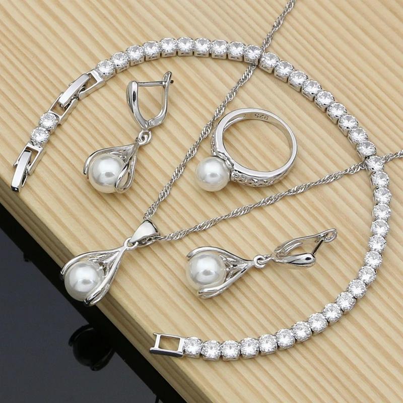 Simple Pearl Costume Jewelry Sets New Fashion Silver 925 Jewelry Kits Wedding Bridal Stones Bracelet Rings Set Gift For Her
Simple Pearl Costume Jewelry Sets New Fashion Silver 925 Jewelry Kits Wedding Bridal Stones Bracelet Rings Set Gift For Her