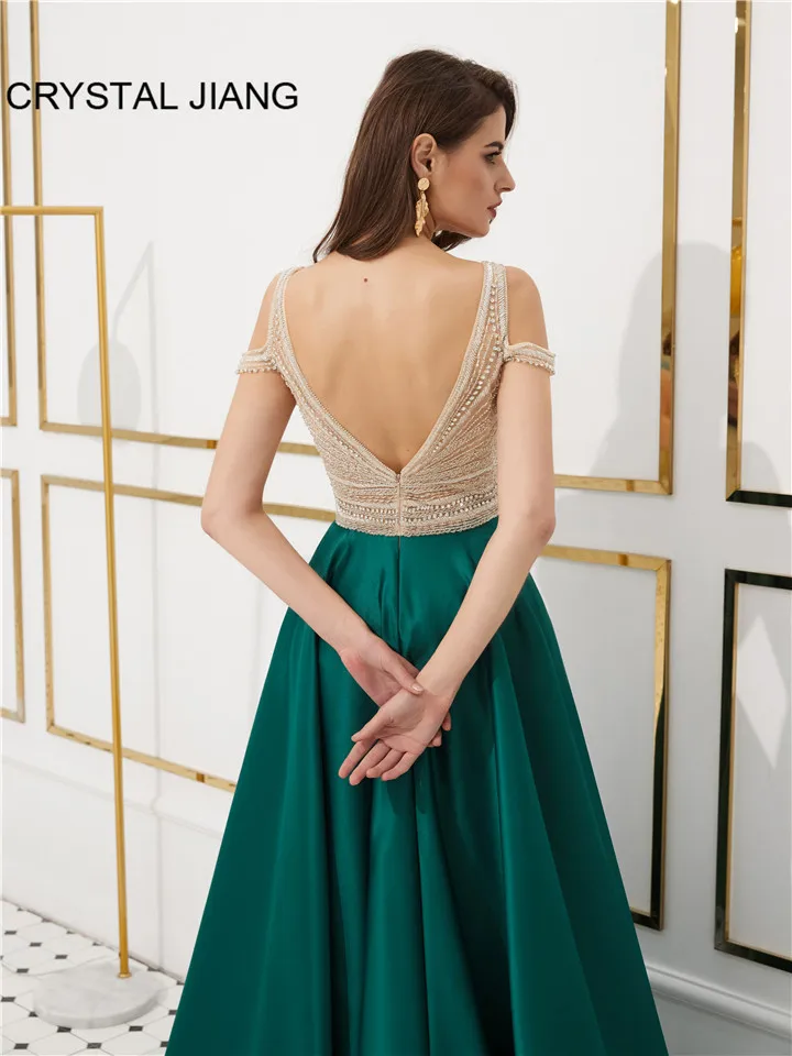 Elegant Long Evening Dress 2019 Heavy Beaded Green Satin Formal Gown Off the Shoulder A Line Sexy V-neck vestidos de gala
Elegant Long Evening Dress 2019 Heavy Beaded Green Satin Formal Gown Off the Shoulder A Line Sexy V-neck vestidos de gala